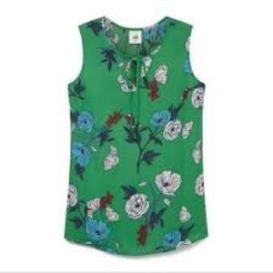CAbi Primrose Green Floral Women's Top, Size Large